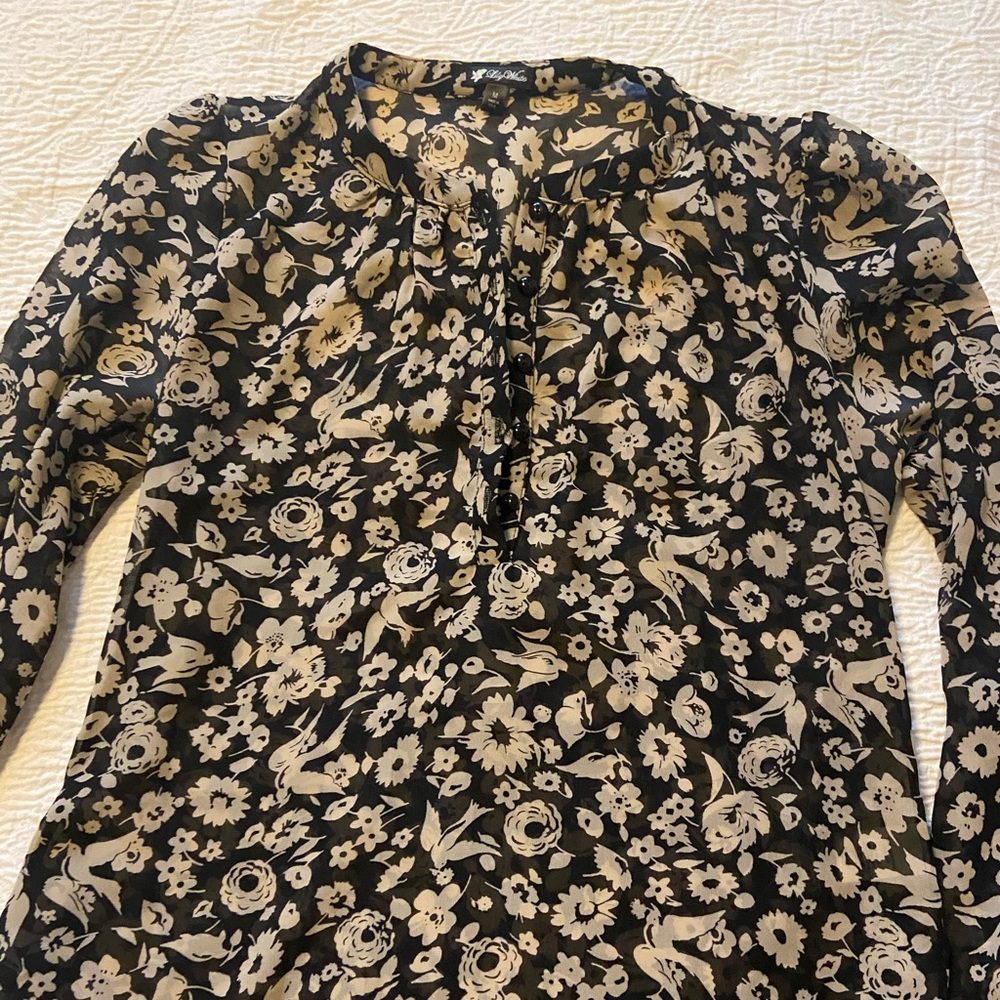 Lily White sheer long sleeve blouse